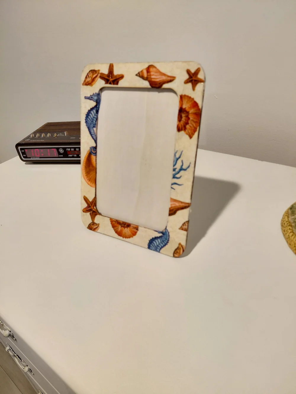 Coastal Seashell Decorative Picture Frame - Cream and Blue
